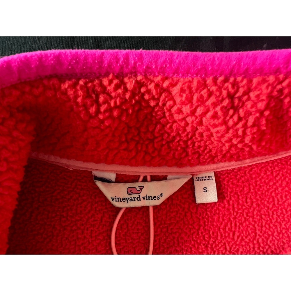 Vineyard Vines Women Red And Pink Pullover 1/4 Zip Sherpa Sweater Size Small - Picture 5 of 10